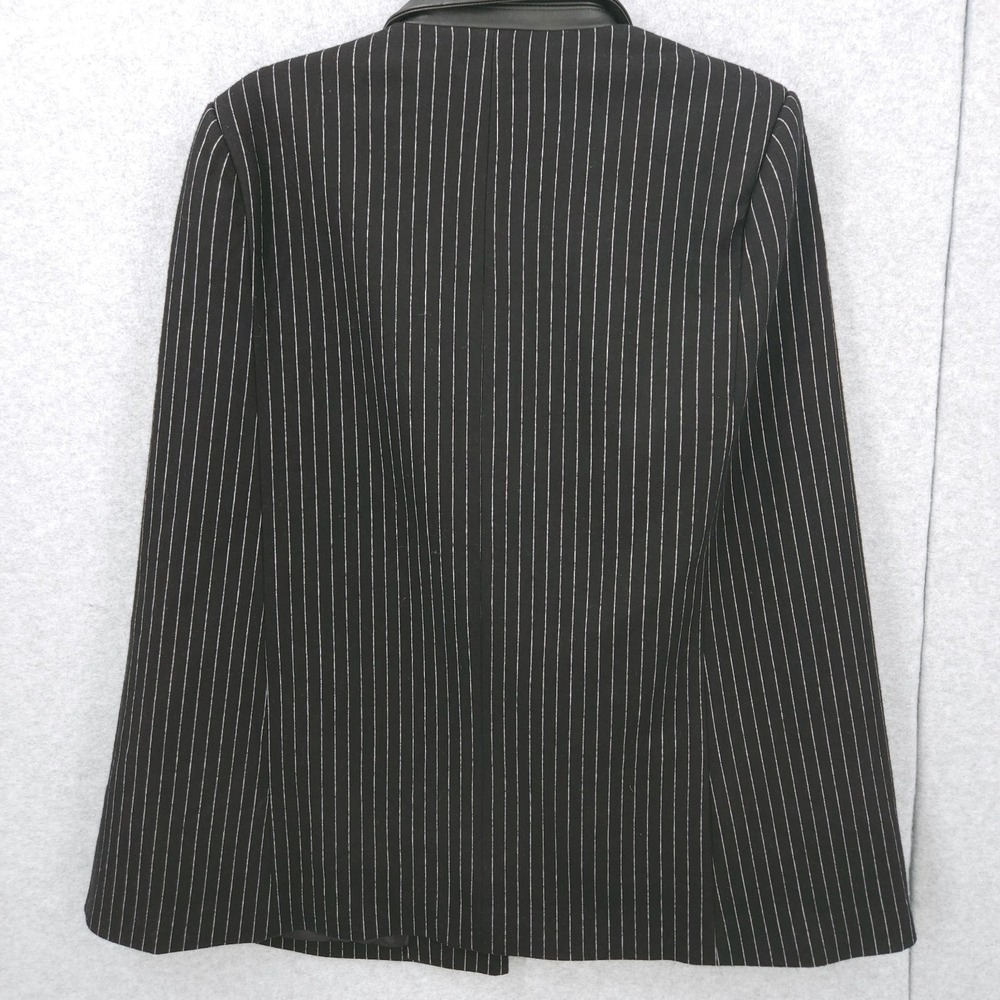 DKNY‎ Pinstriped Cape Jacket Button Closure Collared Black Womens Size L NWT - Picture 9 of 12